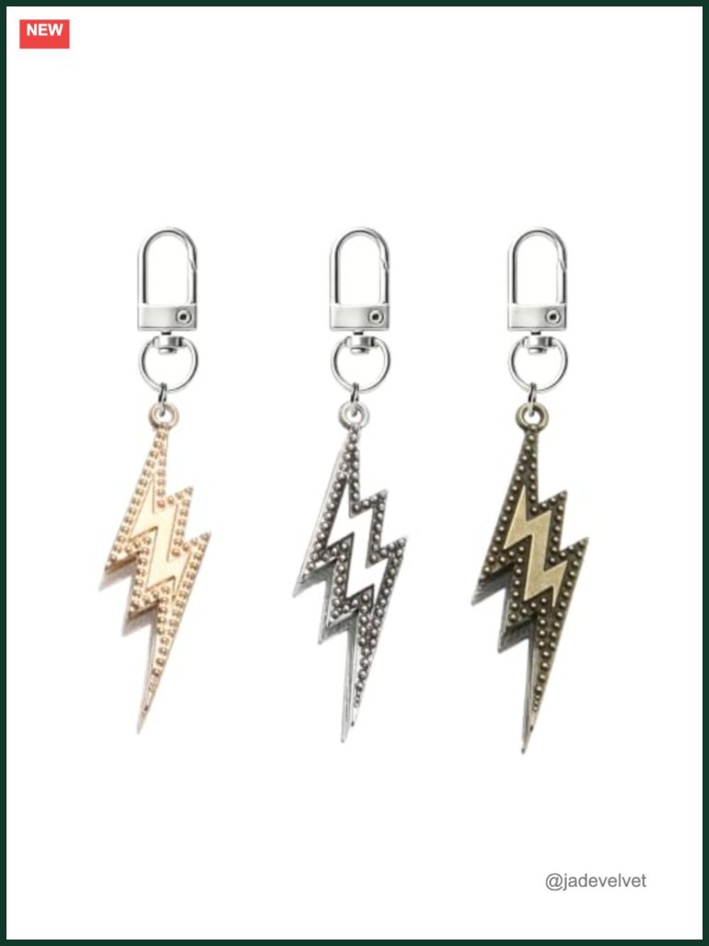 3Pc Lightning Bolt Alloy Keychain Set Punk Retro Key Ring Pendant Gift